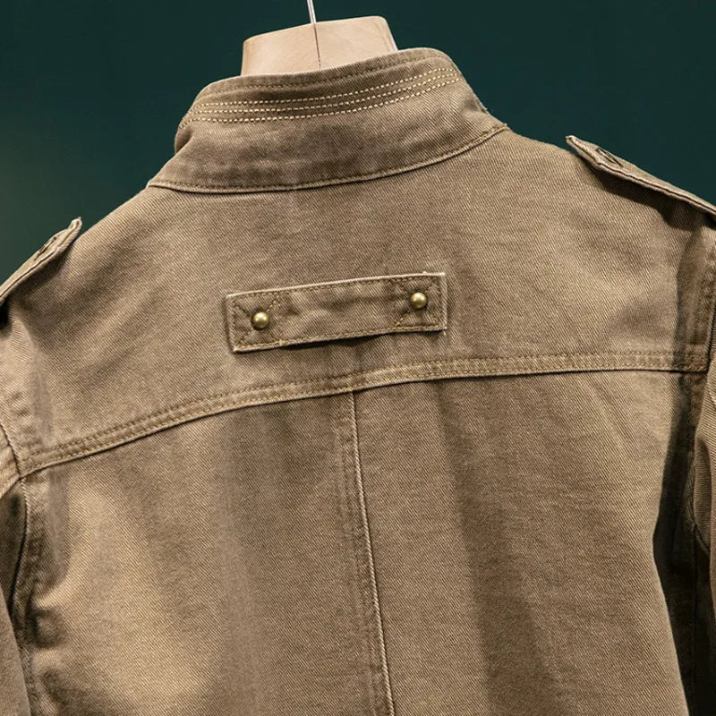 Men's Heavyweight Cotton Cargo Jacket with Pockets