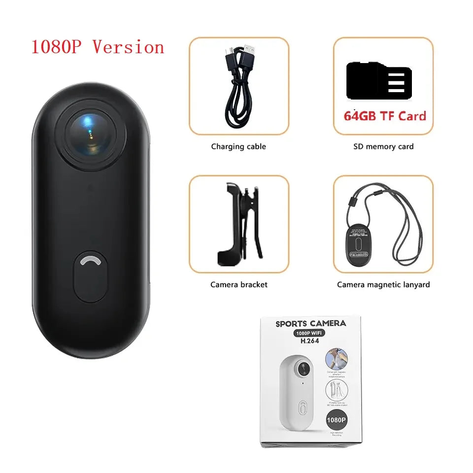4K Thumb Action Camera — Stabilised Sports Body Cam, 800mAh