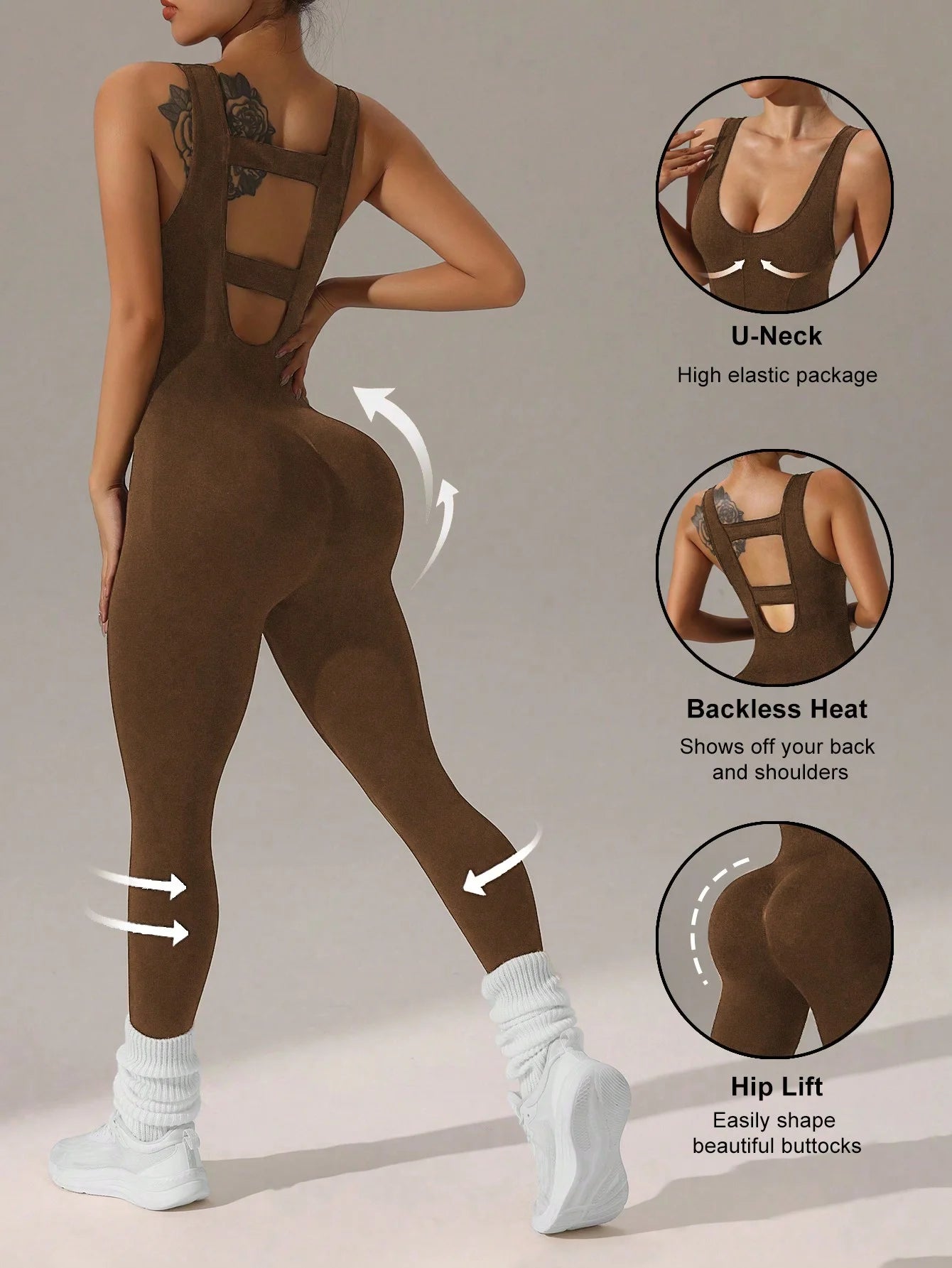 Women's Hollow-Back Vest Jumpsuit — Yoga & Running Bodysuit