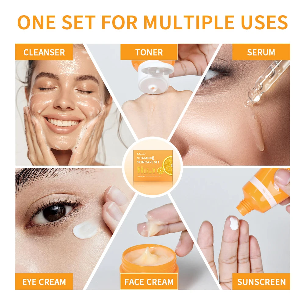 Vitamin C Skincare Set — 6pcs Brightening Dark-Spot Kit