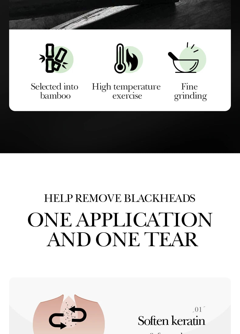 1/3/5/10PCS Bamboo Charcoal Nose Blackhead Remover Mask Deep Cleansing Shrink Pore Mask Skin Care Nose Black Dots Pore Skin Care