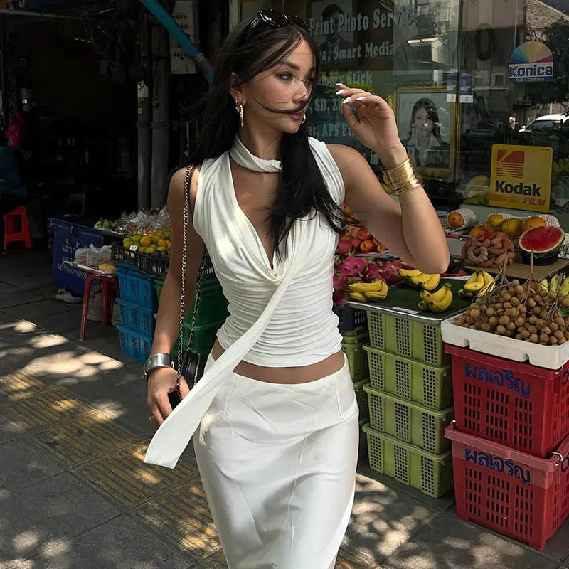 Women's Solid V-Neck Tank Top — Slim Sleeveless Knit Cami