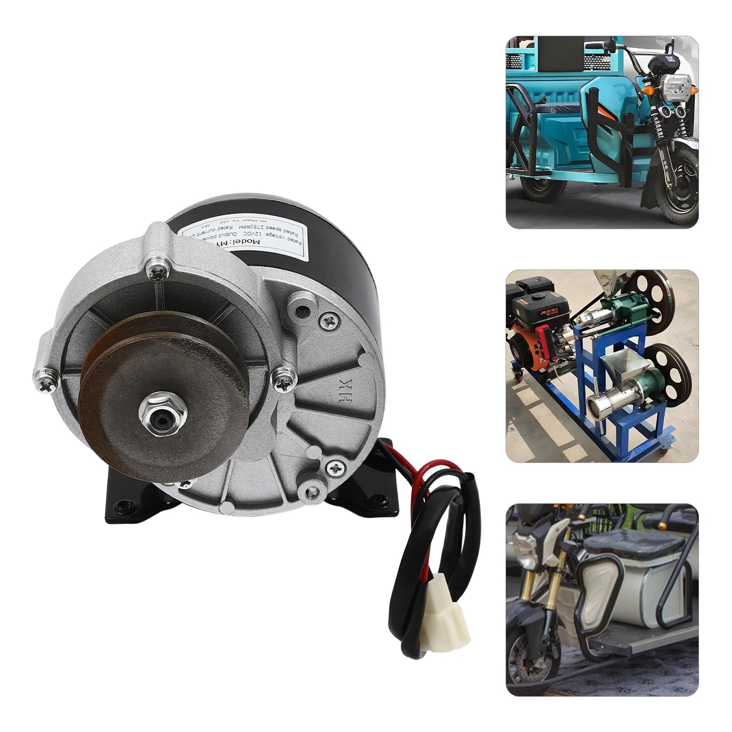 12V 250W Gear Reduction Electric Motor with Belt Pulley DC Motors Reductor for E‑bike Scooter