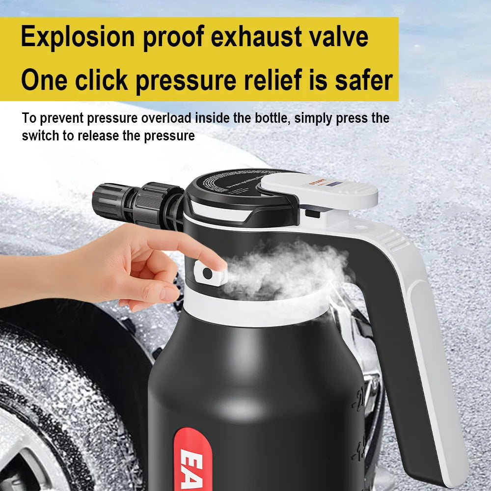 EAFC 2000ML Electric Foam Sprayer Car Wash Gun Wireless Rechargeable Foam Cannon Auto Cleaning Tool 60° Spray Range