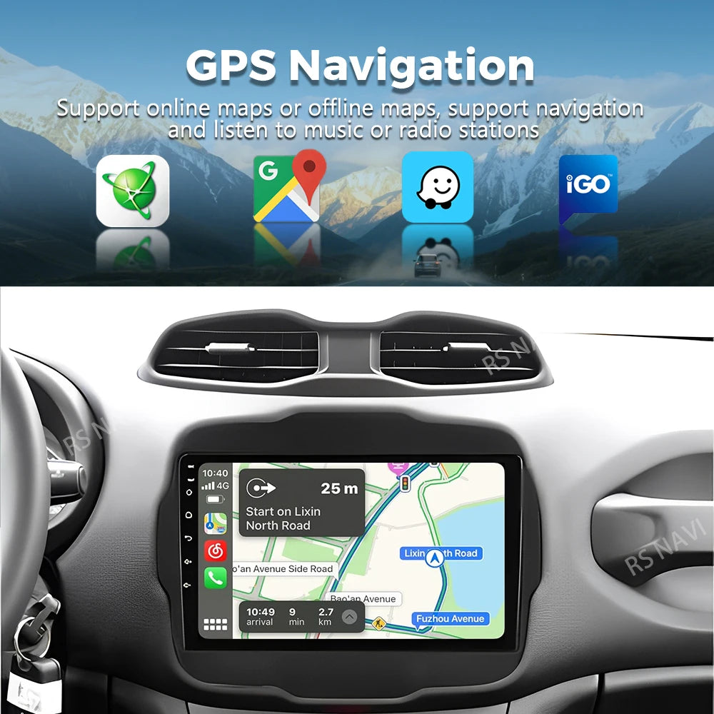 Android 16 For Jeep Renegade 2016 - 2020 2K QLED Android Car Radio Multimedia Video Player GPS AI Voice CarPlay 4G Stereo