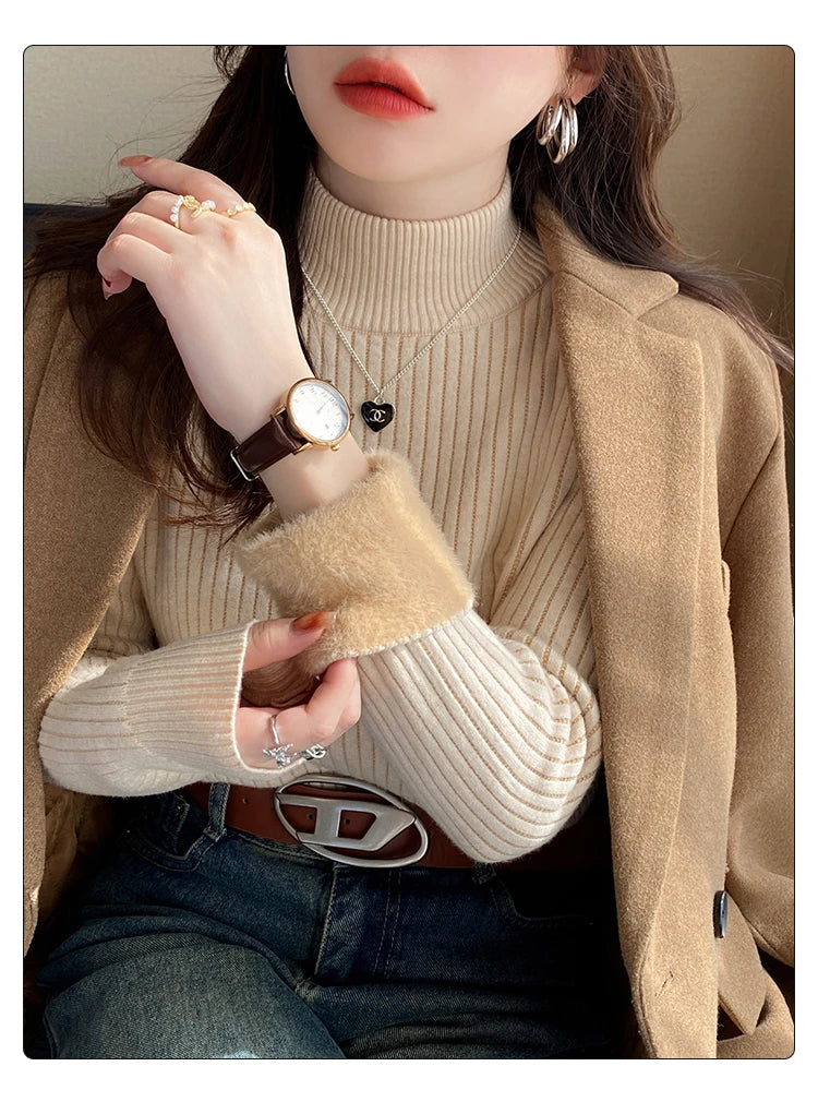 Women's Thermal Turtleneck Top — Velvet-Lined Base Layer