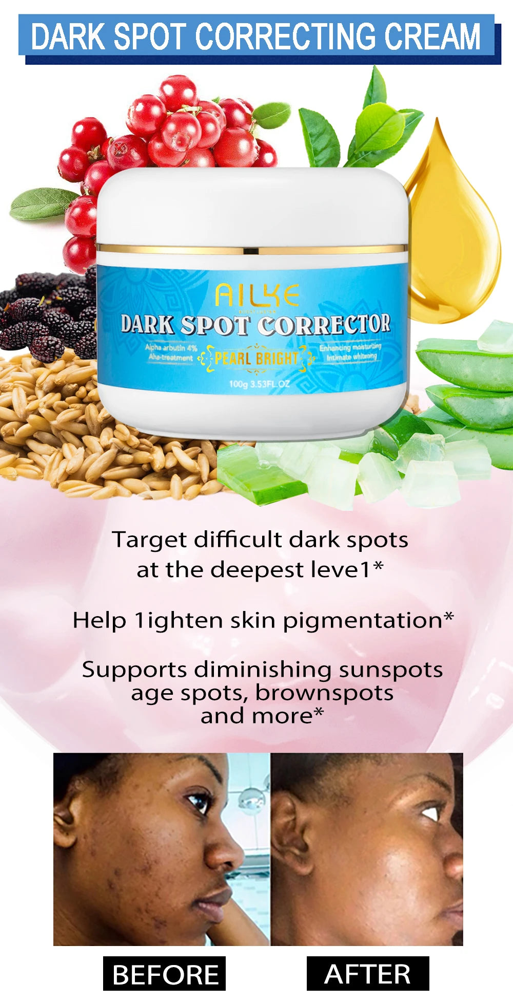 AILKE Multi-Vitamin Brightening Body Lotion – Vitamins A, E, B3 & B5 | Even Skin Tone & Radiance Moisturizer