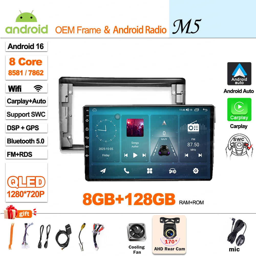 For Toyota Avensis T25 2002 - 2008 Android 16 Multimedia Video Player 2 din GPS Navigation Mirror Link  Wireless Android Auto 5G