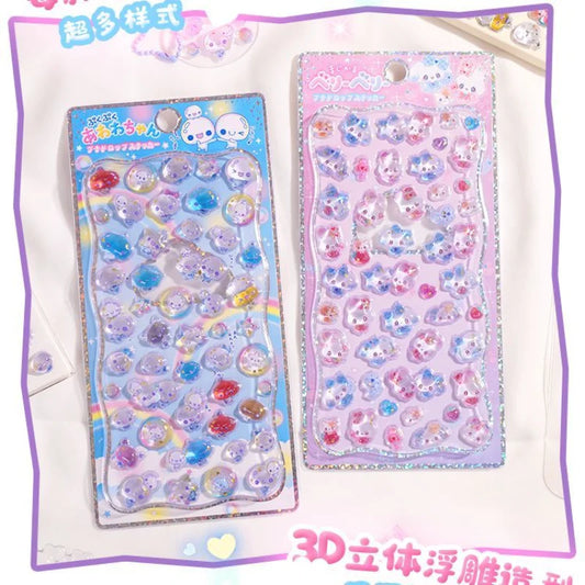 Original Cartoon Water Drop 3D Relief Stickers Cute Refrigerator Sticker Girl's Handbooks Decoration Creativity Reward Toy Gift