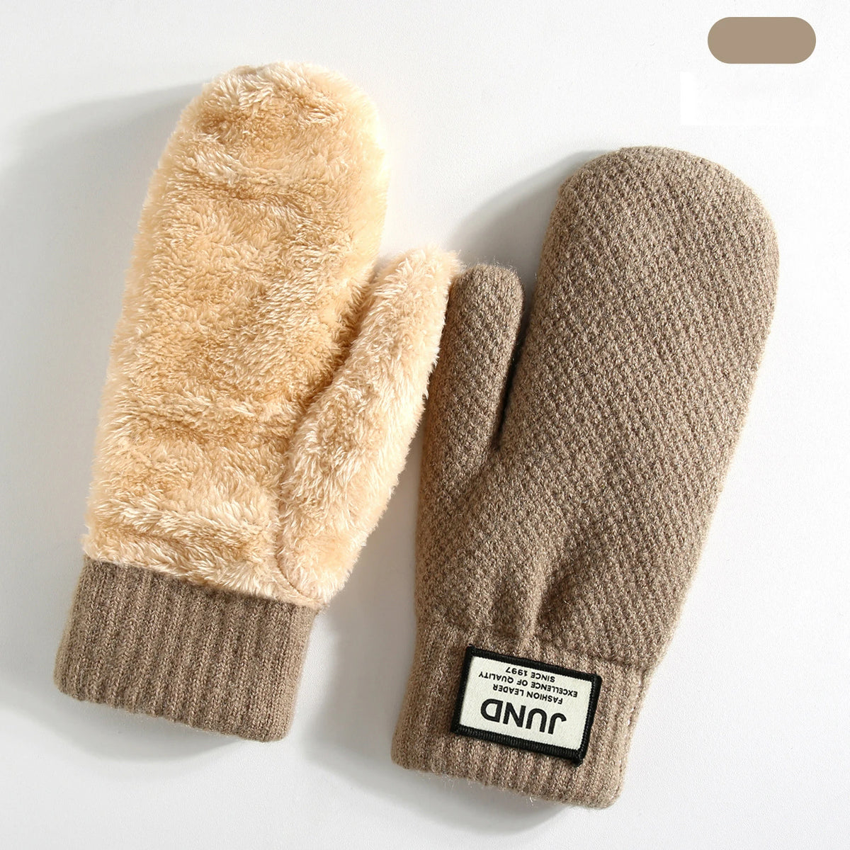 Unisex Double Layer Knit Mittens - Thick Fleece Lined Winter Mittens - photo 7