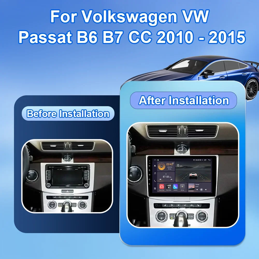 Car Stereo with Apple CarPlay & Android Auto, Compatible with VW Passat B6 B7 & CC