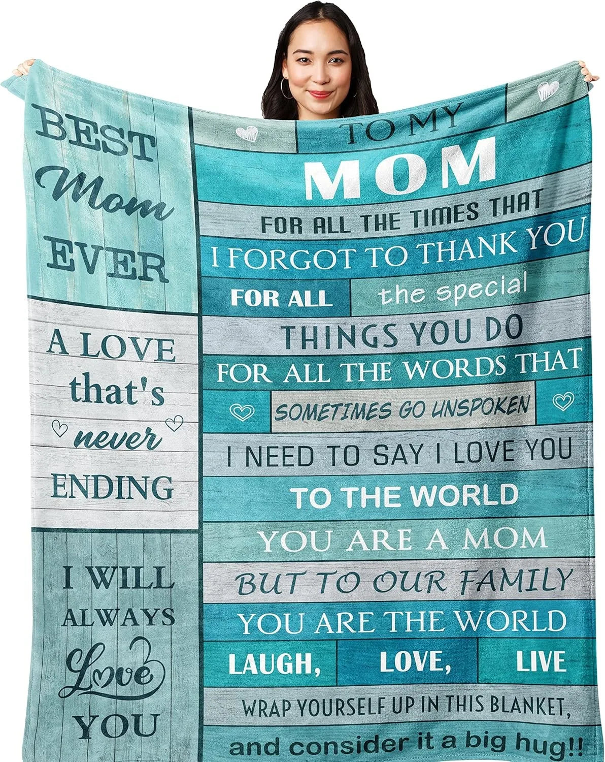 Gift for Mom Flannel Throw Blanket with Loving Message
