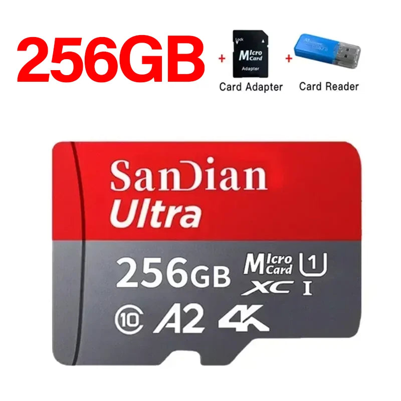 A2 U3 SD Memory Card 128GB 256GB High Speed TF Card 4K Video Recording for Tablet Surveillance Camera Shockproof Dustproof