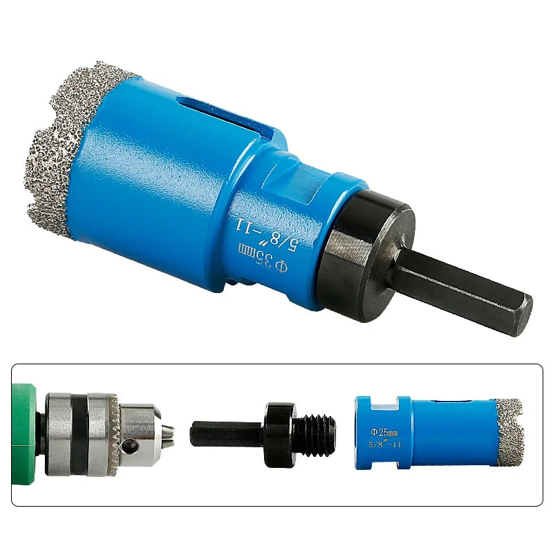 10 Pc Diamond Dry Core Drill Bit Set 5/8-11 for Tile & Granite
