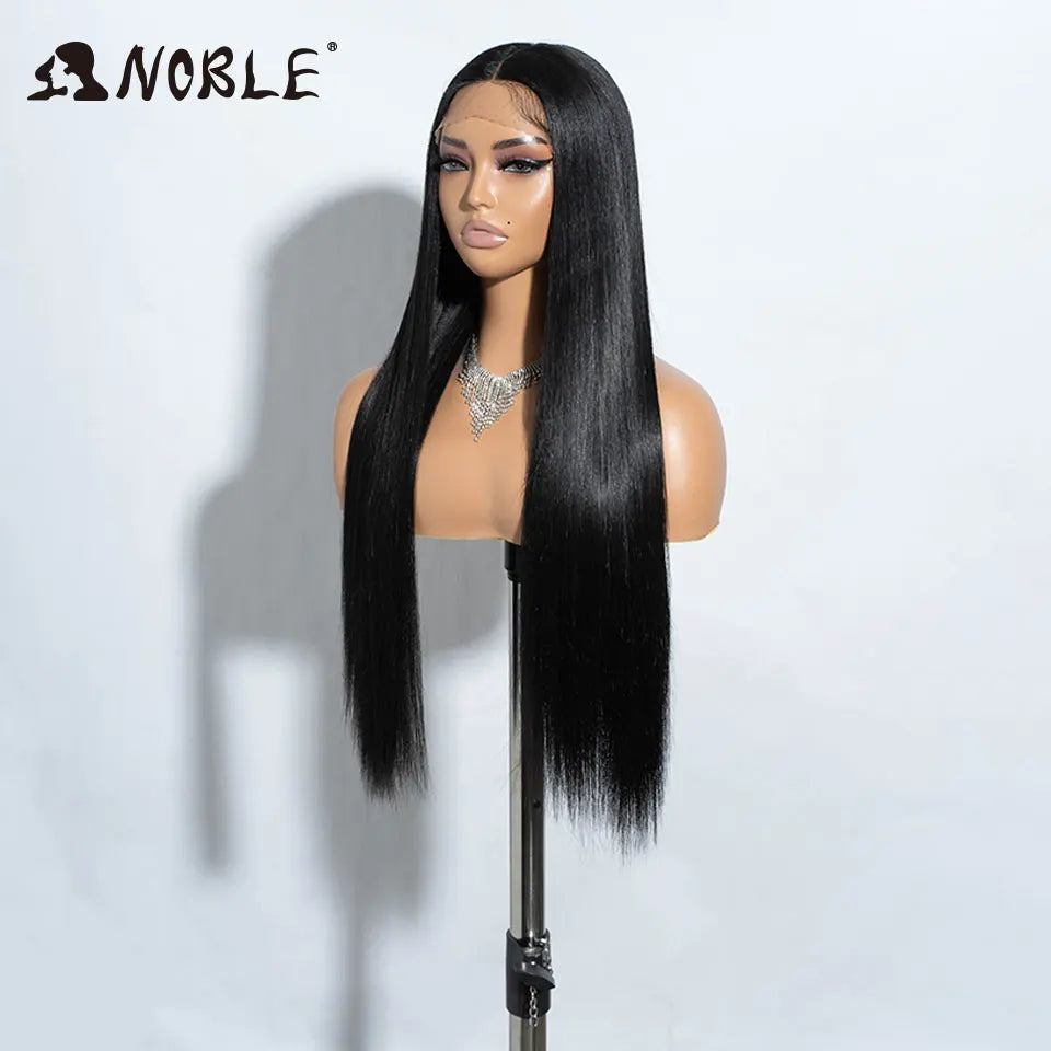Noble Cosplay Long Straight Synthetic Lace Front Wigs For Women 30 Inch Middle Part Synthetic Lace Wig High Temperature Fiber