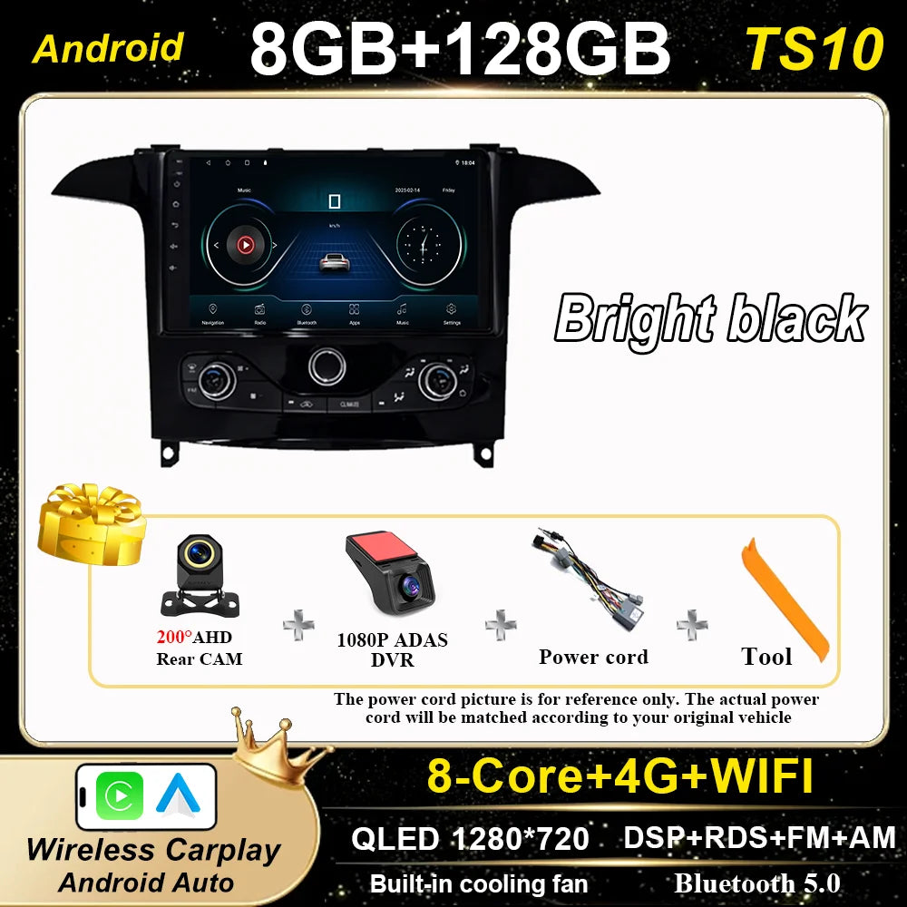 Android 16 For Ford S Max S-MAX 2006-2015 For Ford Galaxy 2014 Auto Multimidia Video Player Carplay Radio Stereo  Car Dvd WIFI