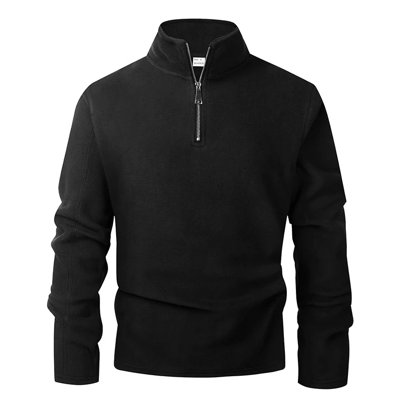 Men's Fleece Zip-Neck Pullover - Thick Stand Collar Sweatshirt - photo 9