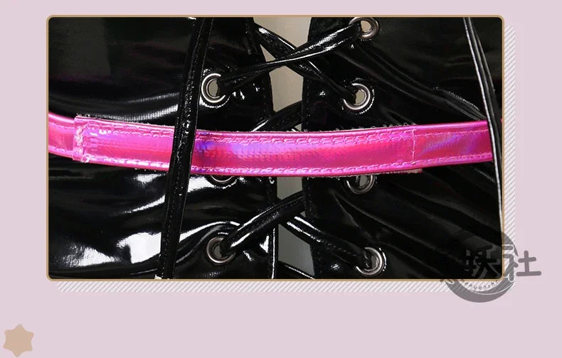 Anime Miku Rabbit Cosplay hole Black Leather Bunny Girl Sexy Cute Halloween Cosplay Costume Headdresses Clothes Bows Girl Wig