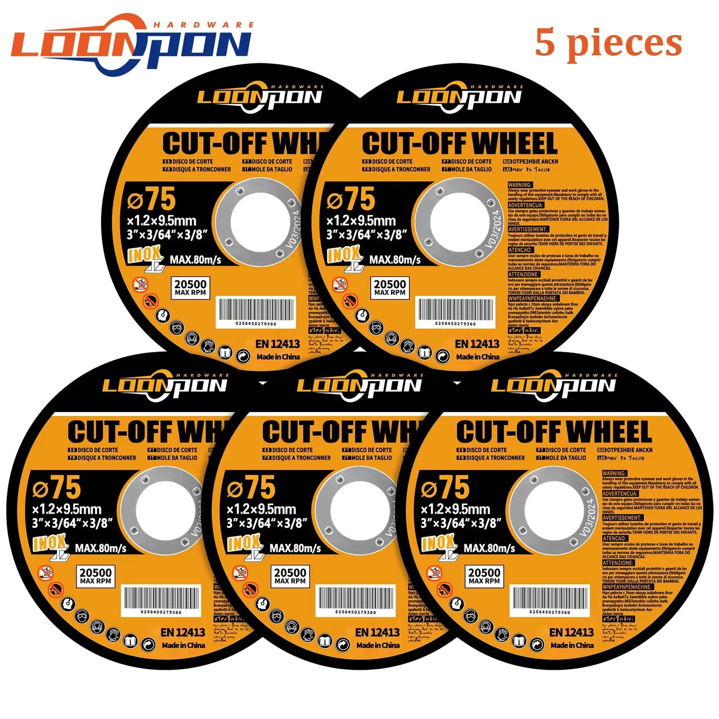 Loonpon 75mm Resin Cutting Discs — Angle Grinder Metal Cut-Off Wheels