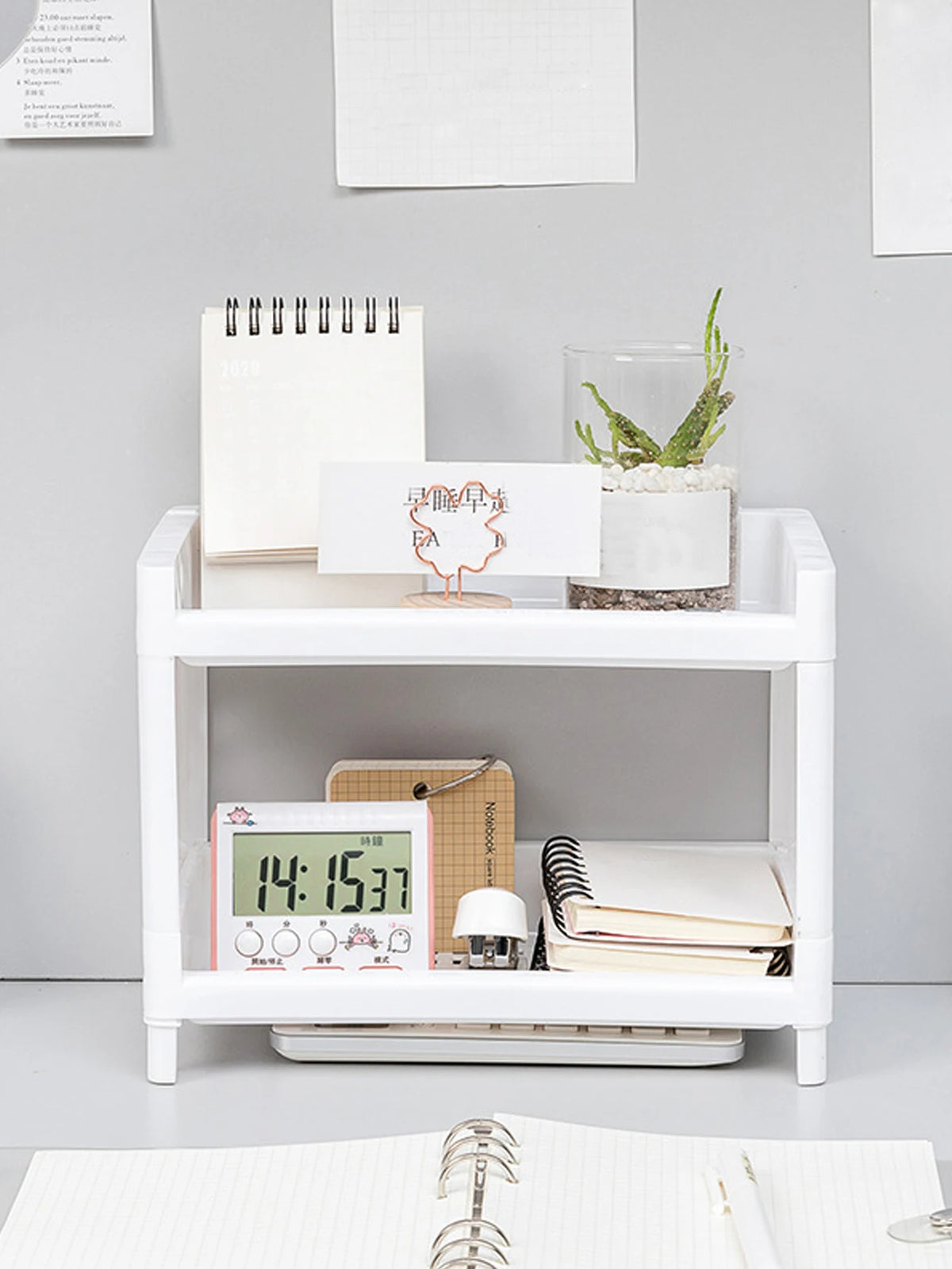 Double-layer white desktop storage rack — view 8 of 14