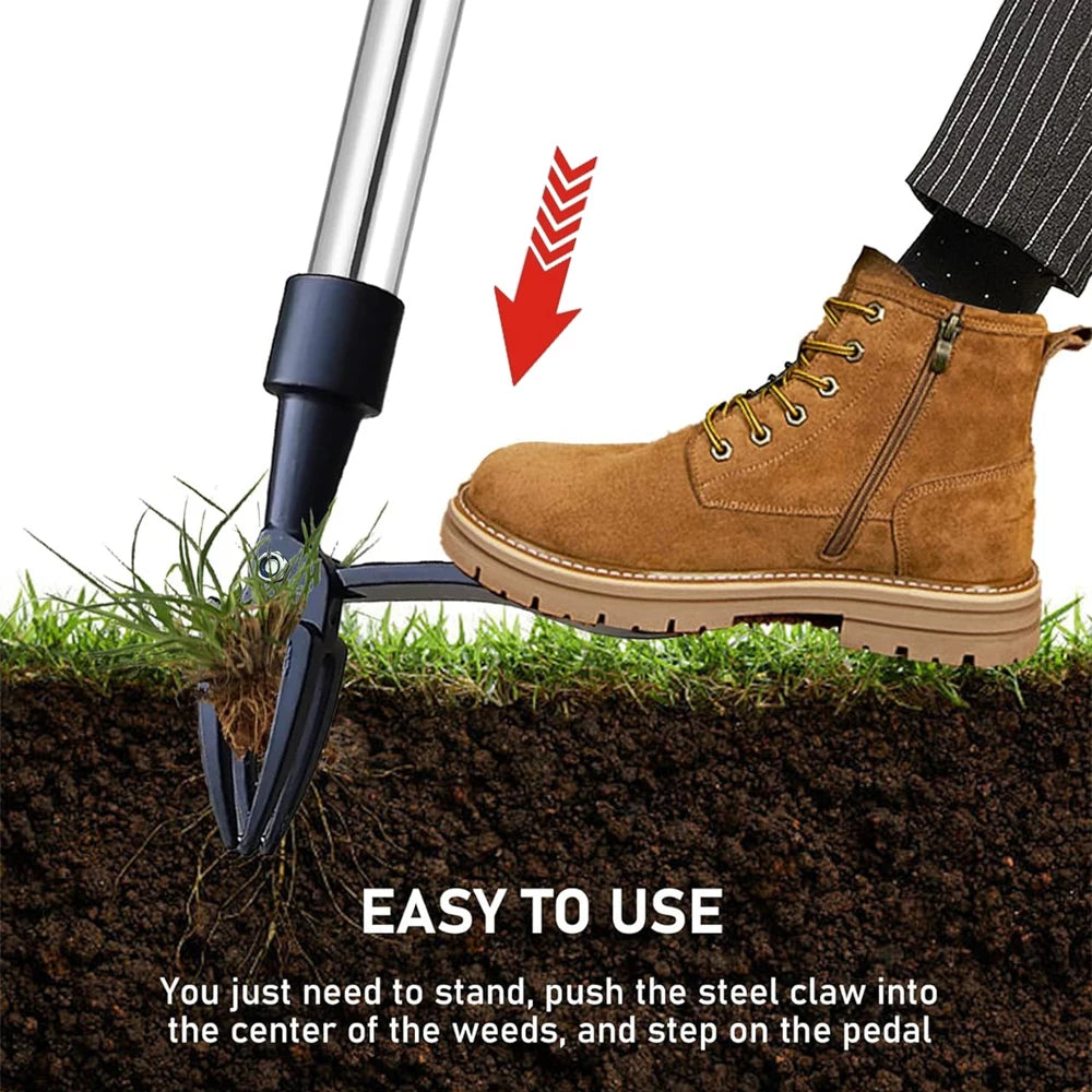 Stand-Up Weed Puller Claw Head — Foot-Pedal Root Remover Tool