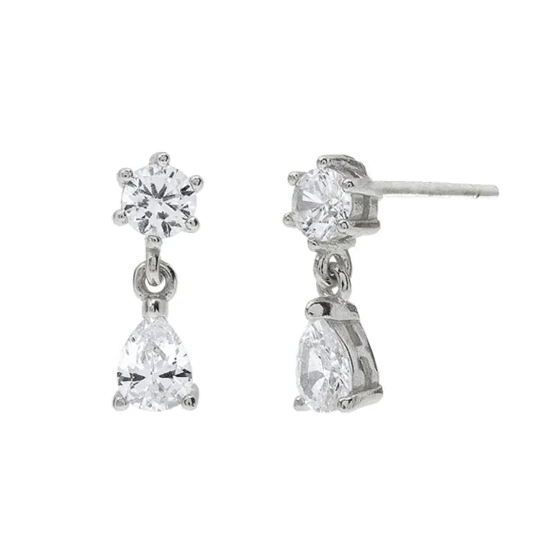 925 Sterling Silver Tassel Hoop Earrings for Women - White Zircon