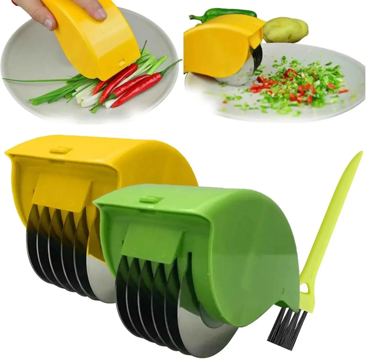 Rolling Herb Cutter - 6-Blade Parsley and Cilantro Mincer, Two-Tone - photo 8