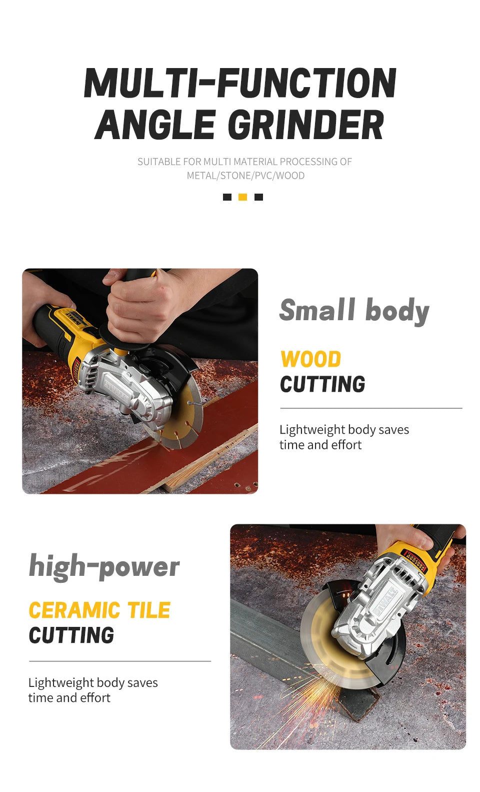 DEWALT  DCG405FN Angle Grinder 18V Brushless Motor Cordless Cutting Machine 125mm Rechargeable Handheld Polishing Machine