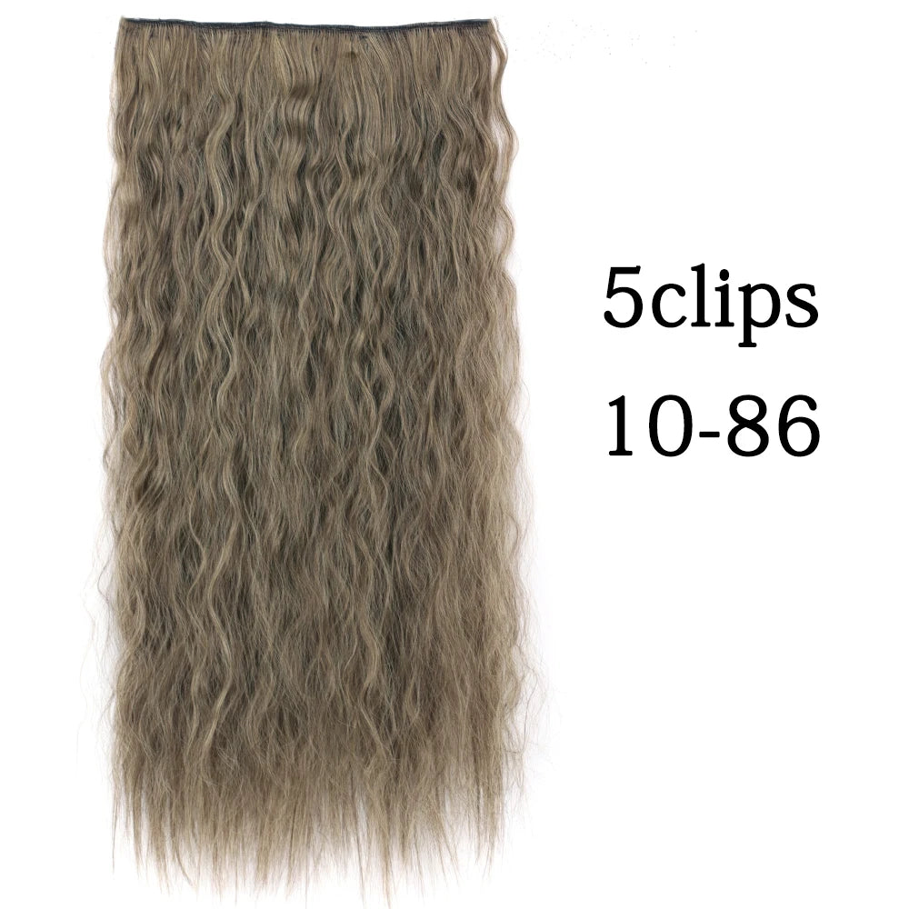 Synthetic 5 Clip In Hair Extensions Long Curly Hairstyle Hairpiece Natural Brown Black 80cm Heat Resistant  Fake Hair For Women