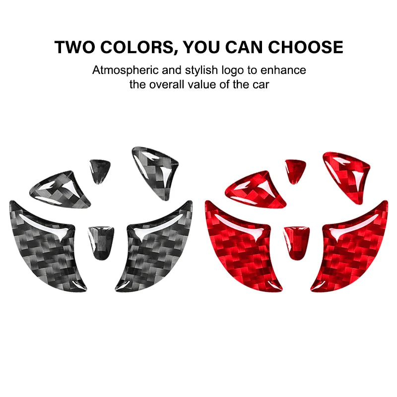 Carbon Fiber Car Steering Wheel Emblem Badge Sticker Glue Trim Decals For Toyota Corolla Rav4 CHR Auris Camry Prius Yaris