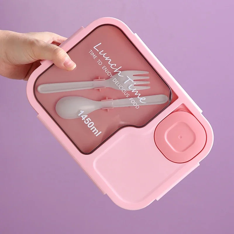Cute 3-Compartment Kids Lunch Box - Cartoon Bento with Cutlery - photo 5