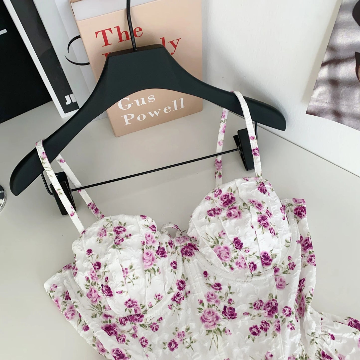 Sexy Slim  Corset ruffle print Chic Korean Camis Tank Top Basic Fashion Off Shoulder Summer Women Clothing