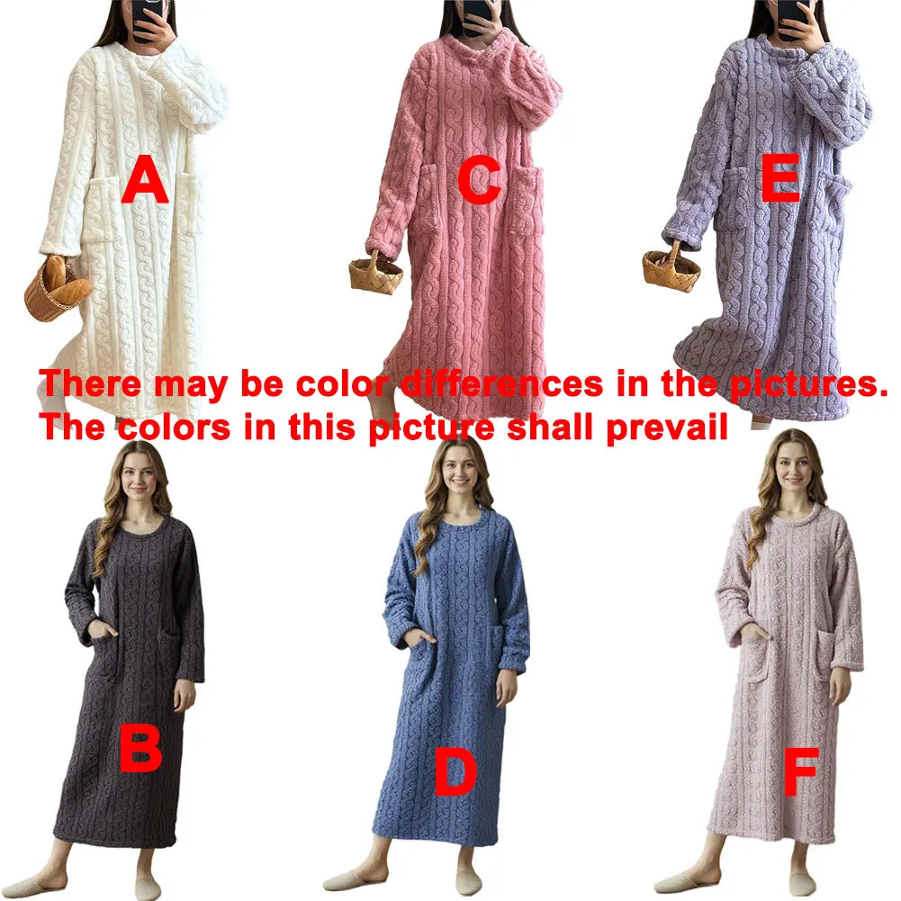 Women's Coral Velvet Long Nightgown - Warm Winter Robe Sleepwear - photo 6