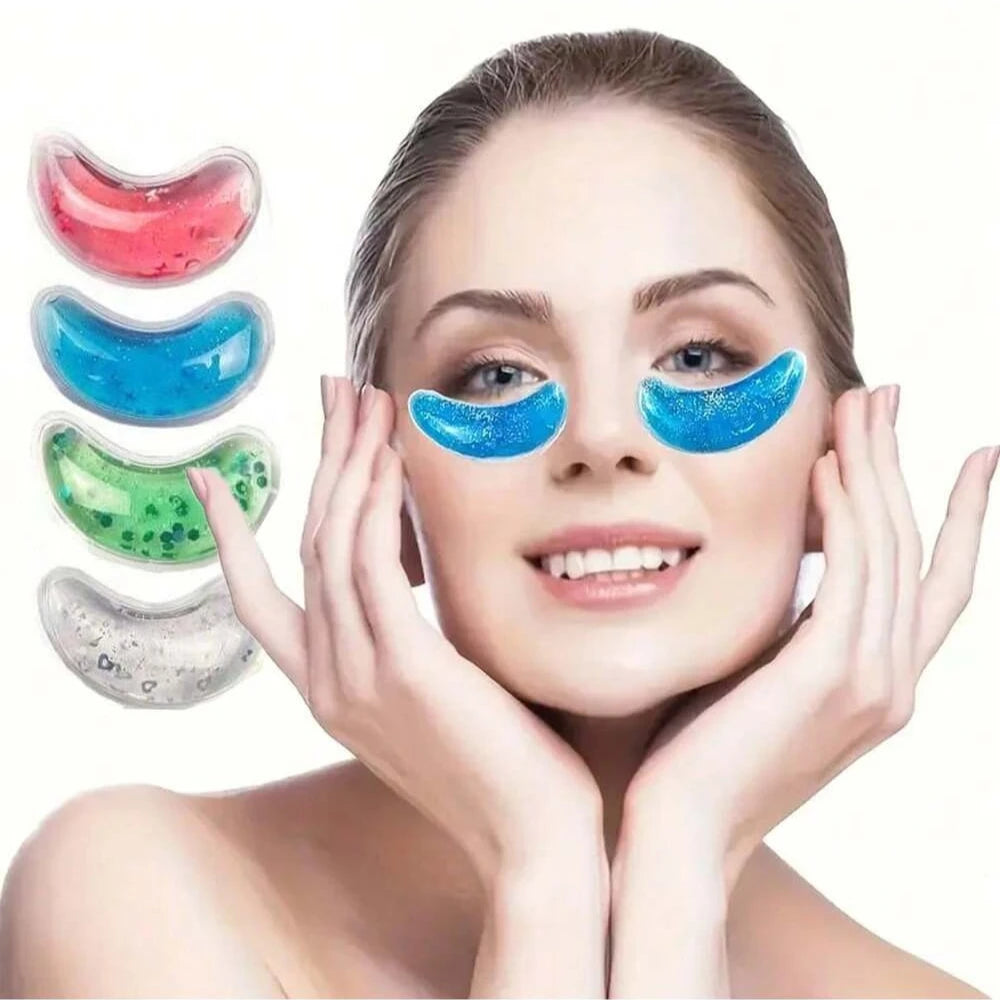 1 Pair Reusable Gel Eye Mask Ice Feel Sequin Gel Eye Patches for Women SPA Eye Mask Cooling Sleep Mask & Soothing Compress