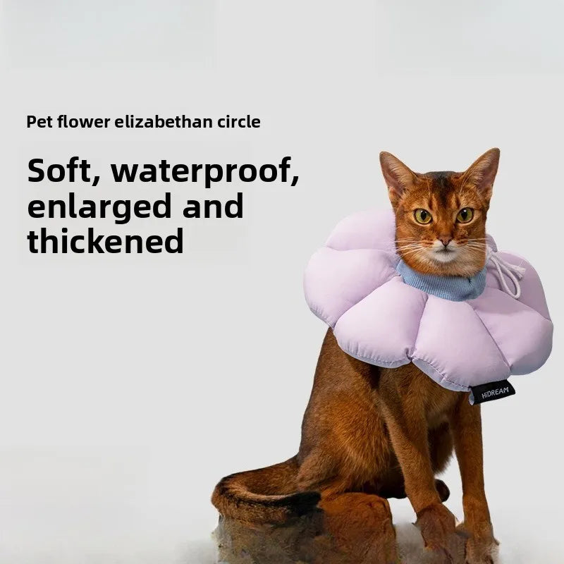 Cat Recovery Collar Soft Flower Elizabeth Cone Anti Lick Bite Waterproof Lightweight Allow Eating Drinking Post Surgery