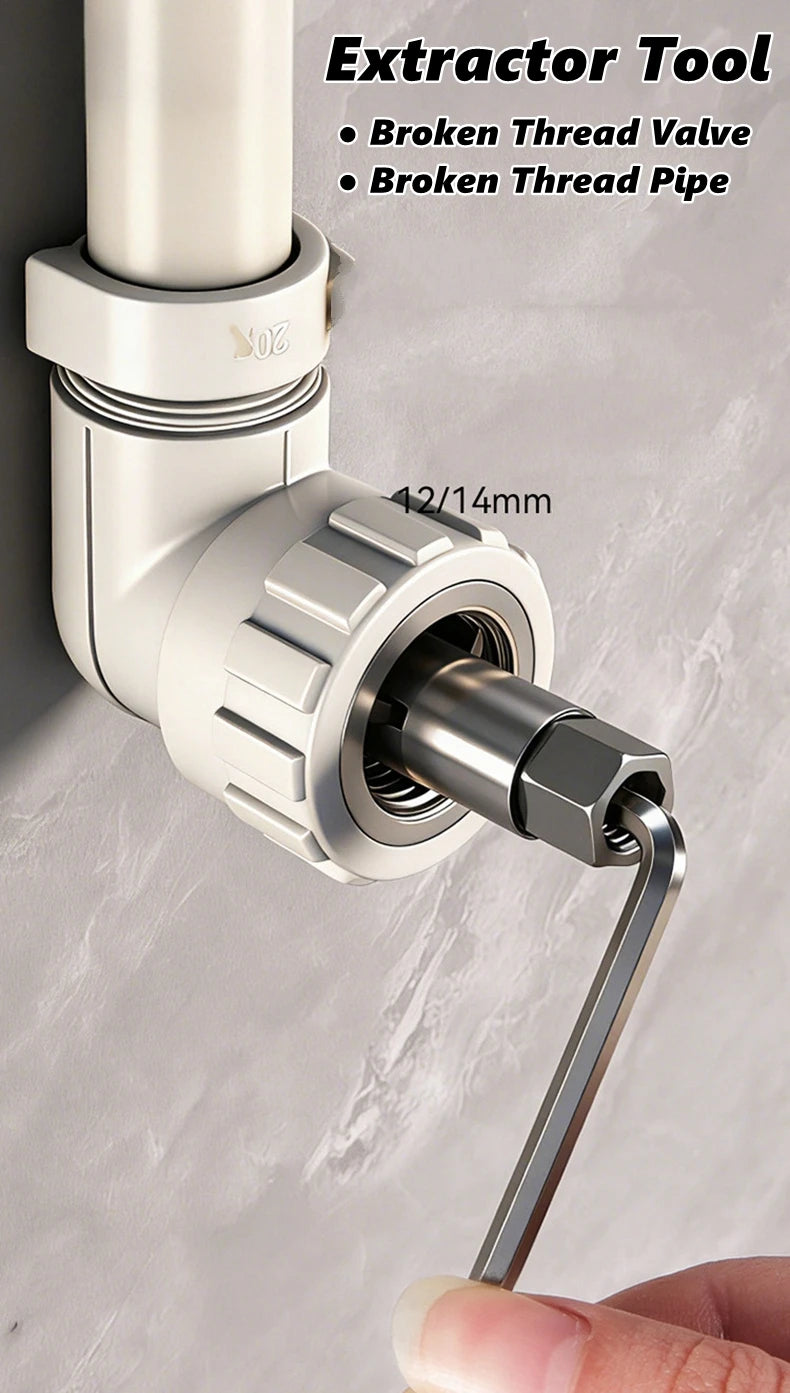Faucet & Angle Valve Broken Thread Extractor Set — 12 mm and 14 mm Screw Remover