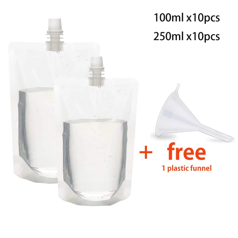 100ml-500ml Travel Drink Spout Pouches Transparent Plastic Bags Sealed Juice Storage Beverage  Ice Cold Drink Pouch Portable
