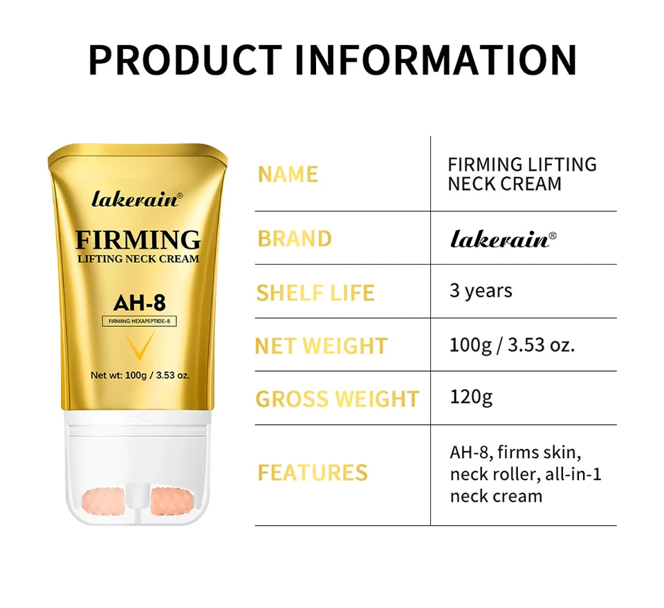 AH-8 Firming Non-Sticky Neck Cream deeply moisturizes, smoothes and refines the skin with a light texture neck cream.