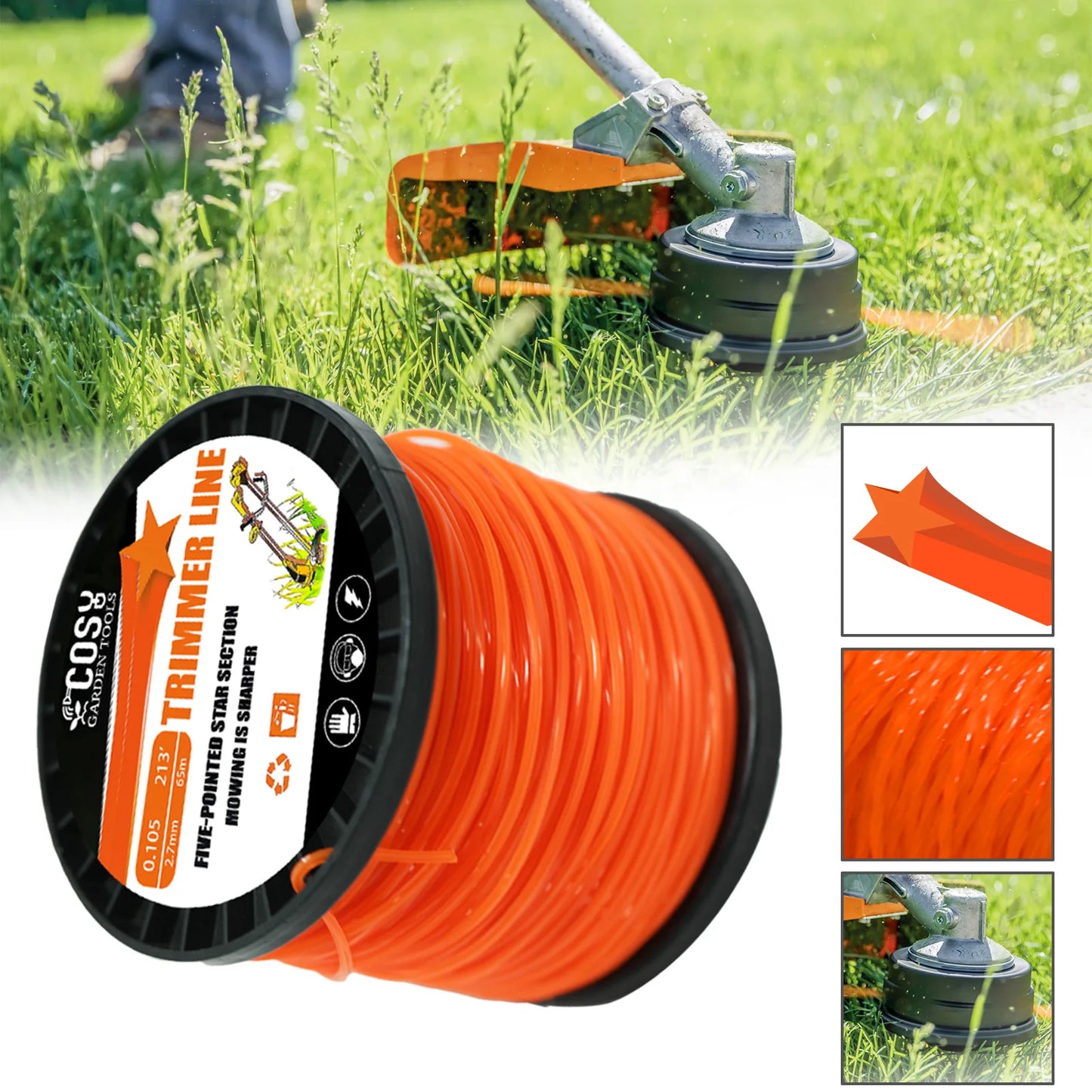 2.4mm130m Nylon Octagonal shape Mowing Trimmer Line Trimmer Head String for Grass Trimmer Roll Grass Rope Line Brushcutter Wires