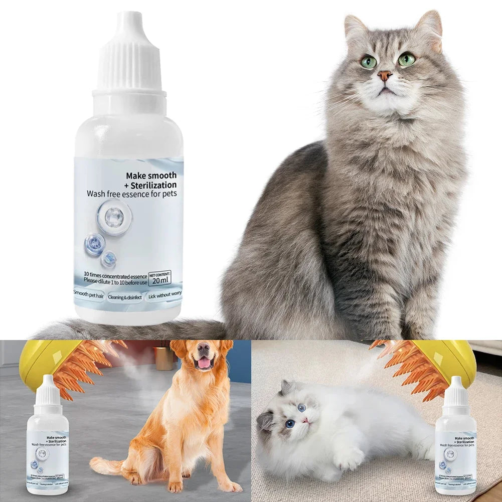 Cat Steam Brush Grooming Essence Serum – Wash-Free Hair Depilation for Cats & Dogs | 3 or 5 Pack