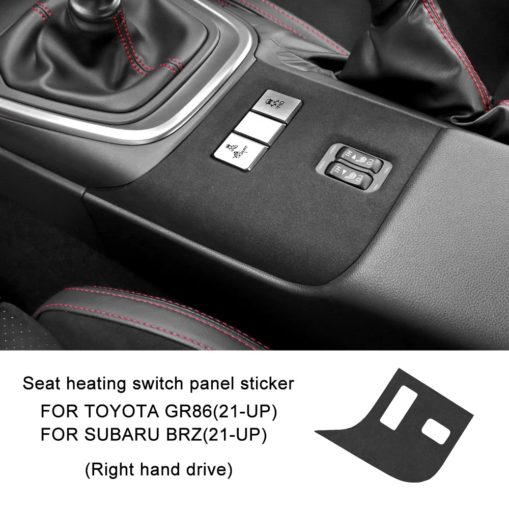 Top Suede Car Seat Heat Button Cover For Subaru BRZ Toyota GR86 2021 2022 2023 2024 2025 Sticker Interior Trim Accessories
