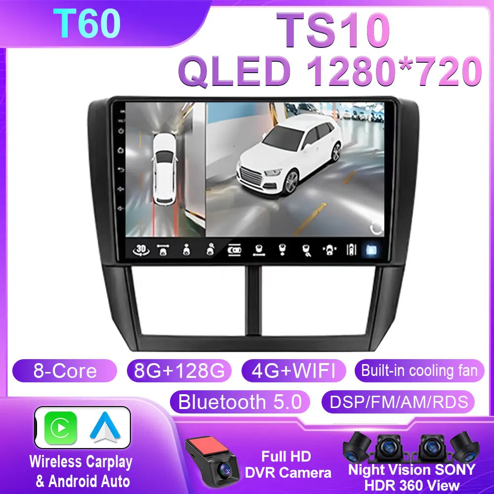 9" Android Car Stereo for Subaru Impreza GH/GE (2007–2011) — Wireless CarPlay, Android Auto, GPS, 4G, WiFi
