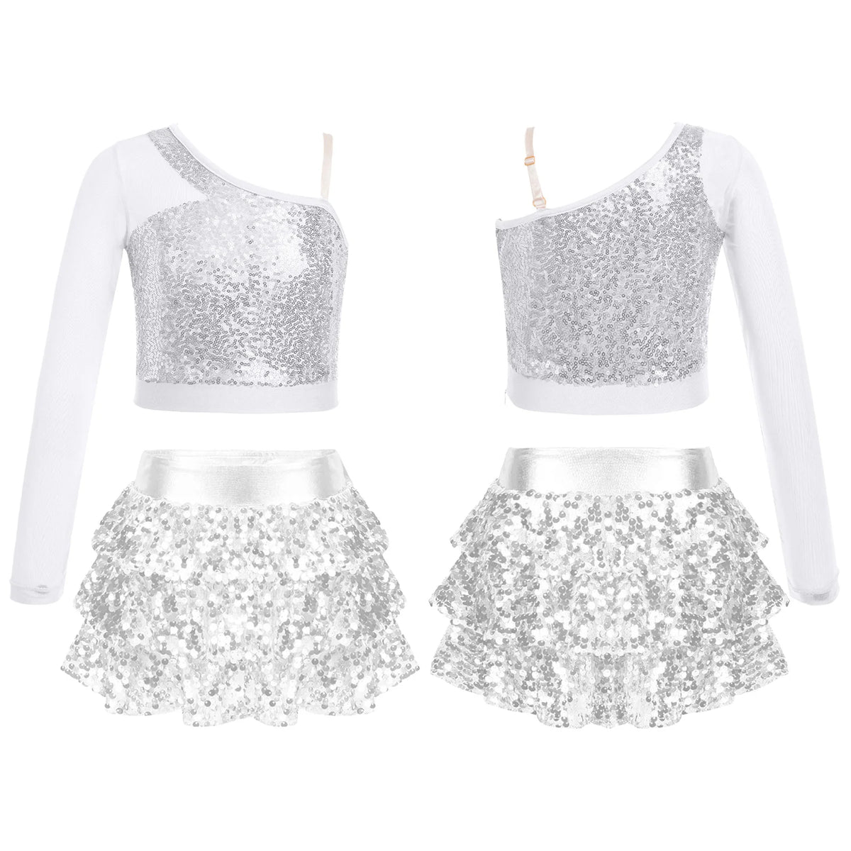 Girls sequin crop top and culotte Latin jazz set