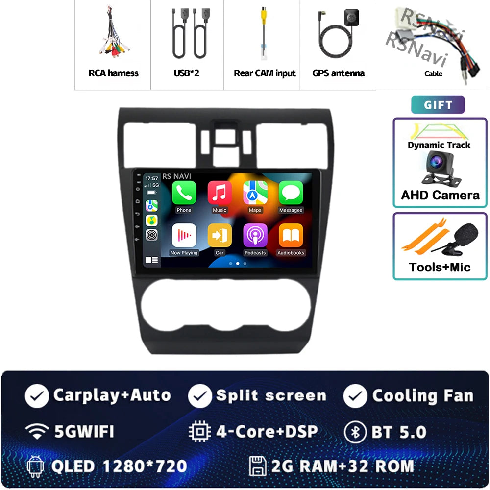 Android 16 For Subaru Forester WRX XV 2012 - 2018 2K QLED Stereo Car Radio Multimedia Video Player GPS 4G CarPlay