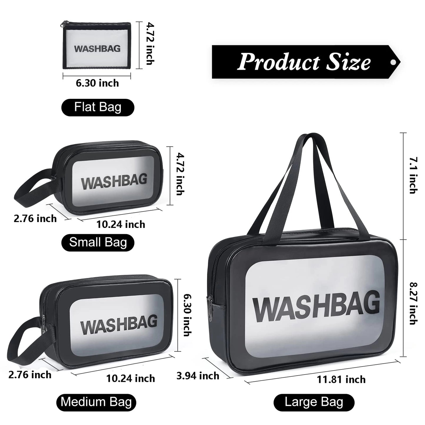 Portable Toiletry Bags with Handle, Translucent Waterproof travel Make up Bags for Women, Large Capacity Travel Cosmetic Bags