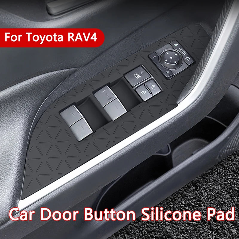 Car Window Lift Button Panel Silicone Mat Protect Anti-slip Door Button Panel Pad Fit For Toyota RAV4 20-25 Interior Accessories