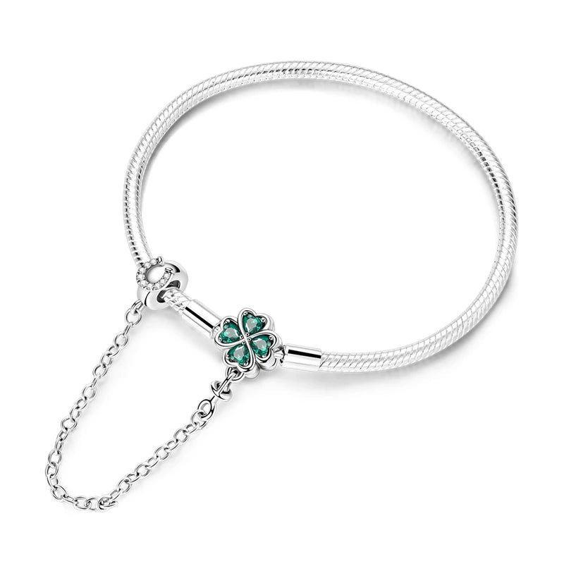 925 Sterling Silver Heart Charm Bracelet for Women - DIY Beads