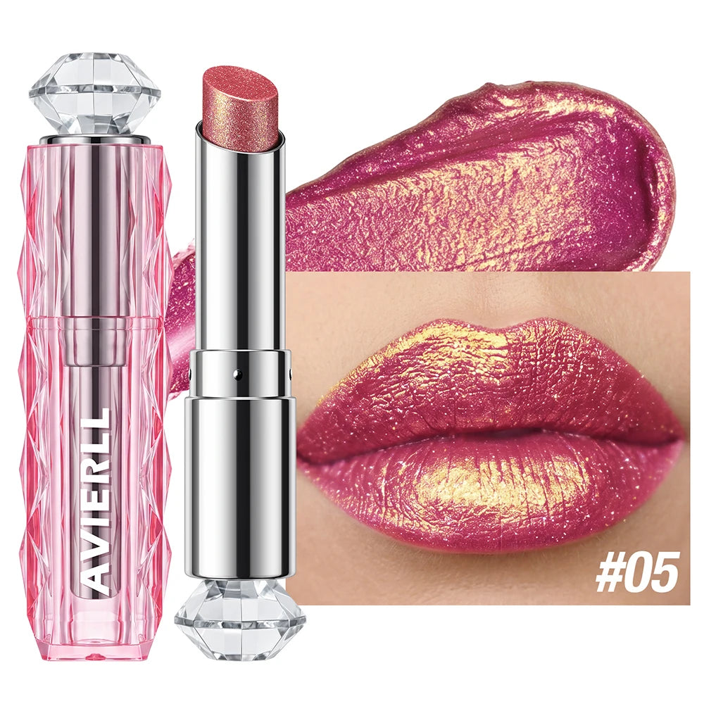 6 Colors Glitter Lipstick Hydrating Red Pink Sparkling Shine Lip Color Highly Pigmented Lip Tints Metallic Finish Lip Makeup