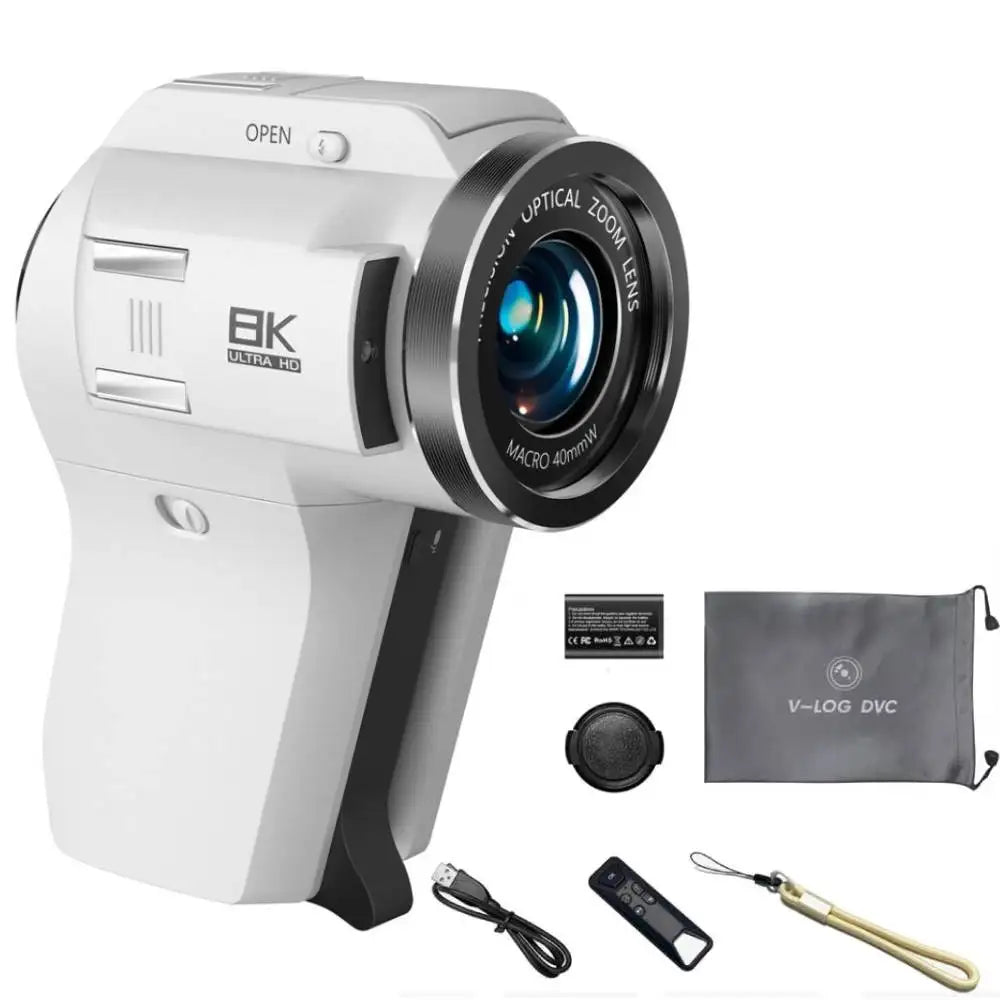 8K Handheld Camcorder — 75MP Vlog Camera, 8X Zoom, Night Vision