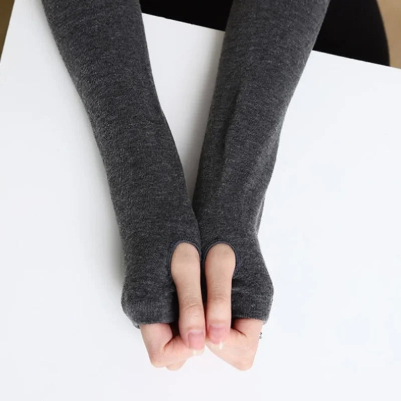 Unisex Long Crochet Arm Warmers - Stretchy Fingerless Gloves - photo 3